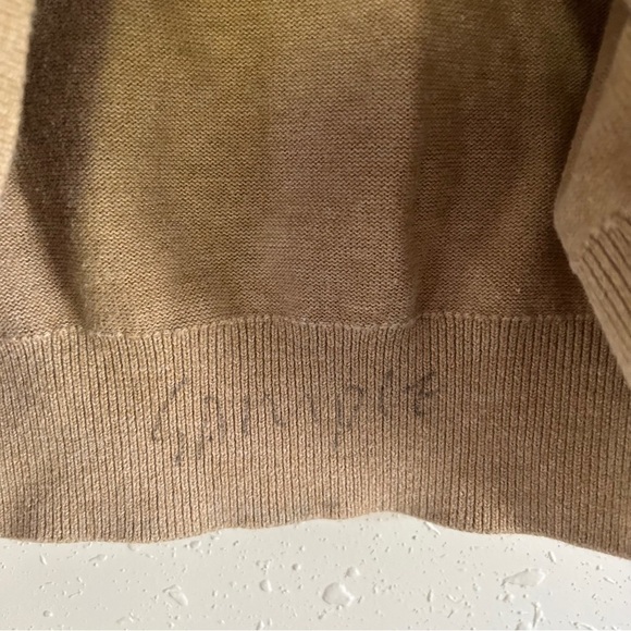 Lands’ End Tan 100% Supima Cotton V-Neck Sweater Large - Picture 6 of 6